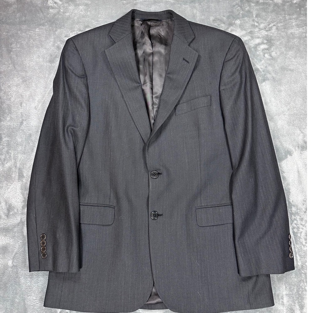 Brooks Brothers 346 Mens 41R Blazer Jacket Charcoal Grey Stretch Wool 2 Button